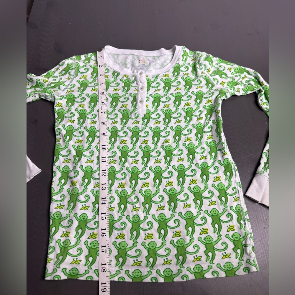 Roller Rabbit kids cozy monkey pajamas Emerald green Top - Picture 6 of 6
